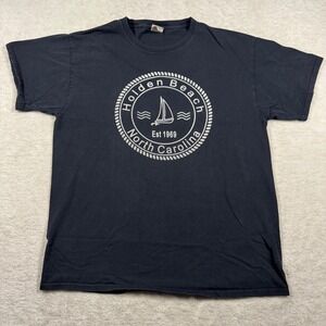 Fruit of the Loom Holden Beach North Carolina Sailboat T-Shirt Mens Large Navy